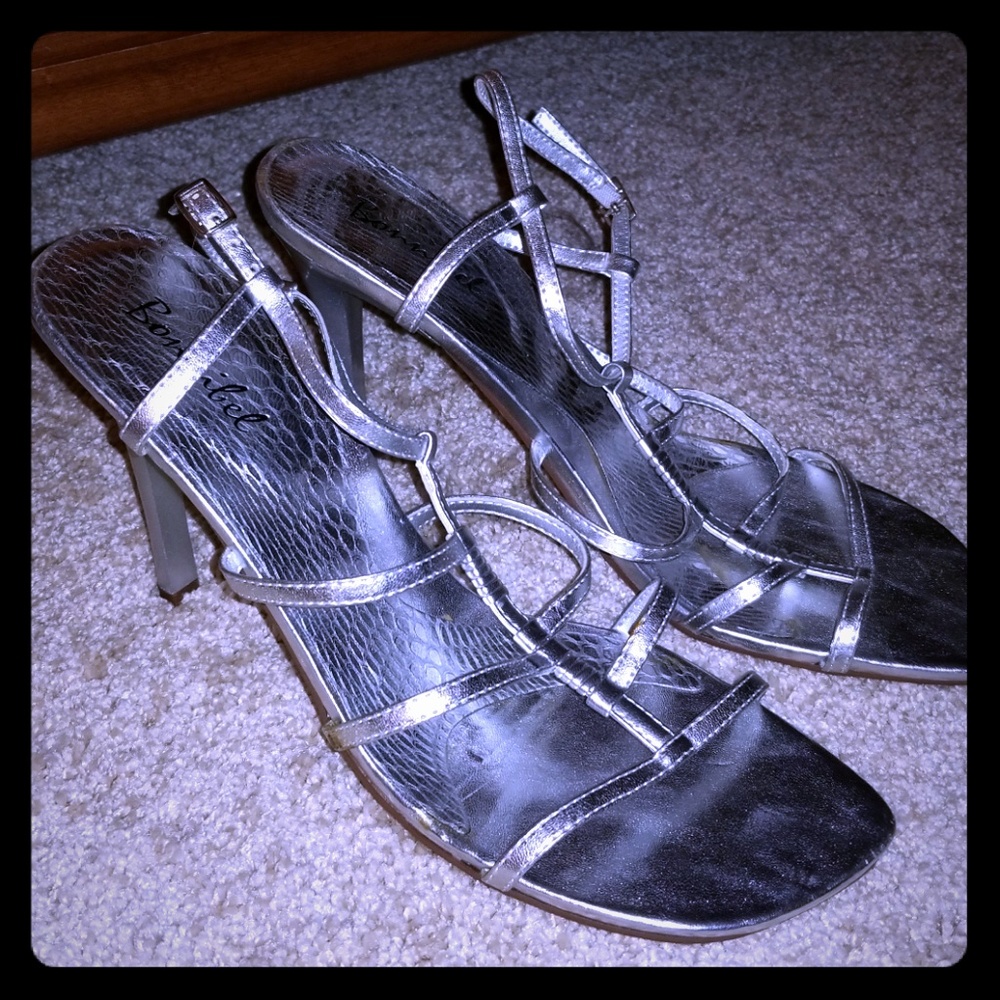 Bonnibel metallic silver strappy heels